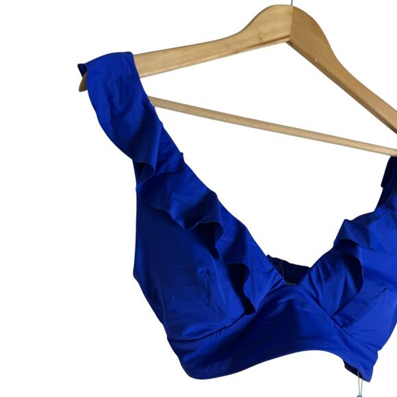 Sea Level Essentials Cobalt Blue Ruffled Hipster Two Piece Bikini Swimsuit Set 8 - Picture 7 of 13